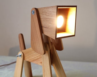 Custom Made Wooden Dog Shaped Desk Lamp Eu US UK AU Plug