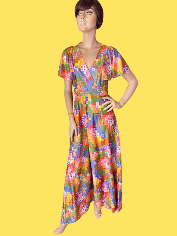 The switch by Martin Emptex vintage 70s rainbow maxi dress (vintage size 16)