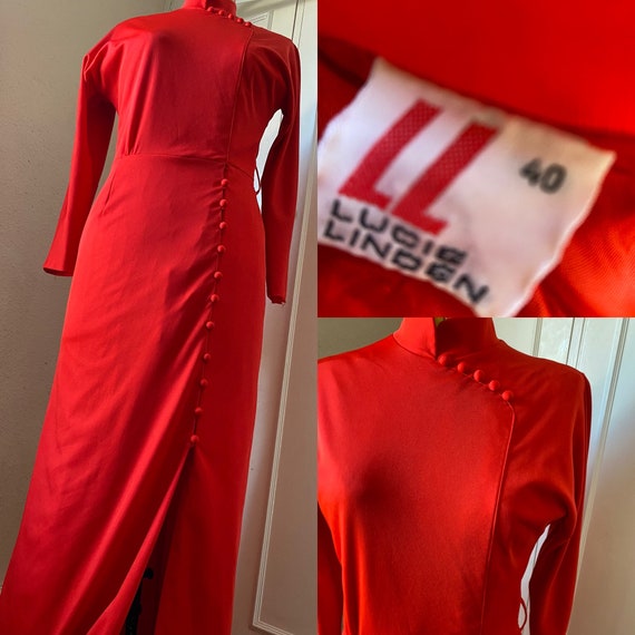 Stunning red lucie linden vintage maxi dress 8 10 - image 1