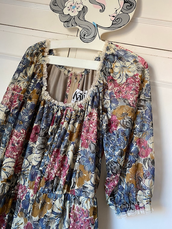 Gorgeous 1970s Jacquard and Velvet Maxi Dress by Kati