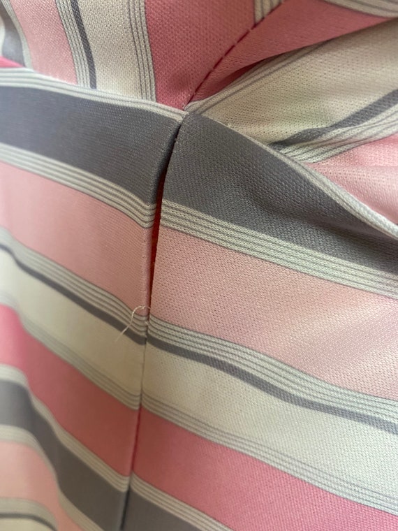 Gorgeous striped vintage 80s dress pink grey 12 14 - image 7