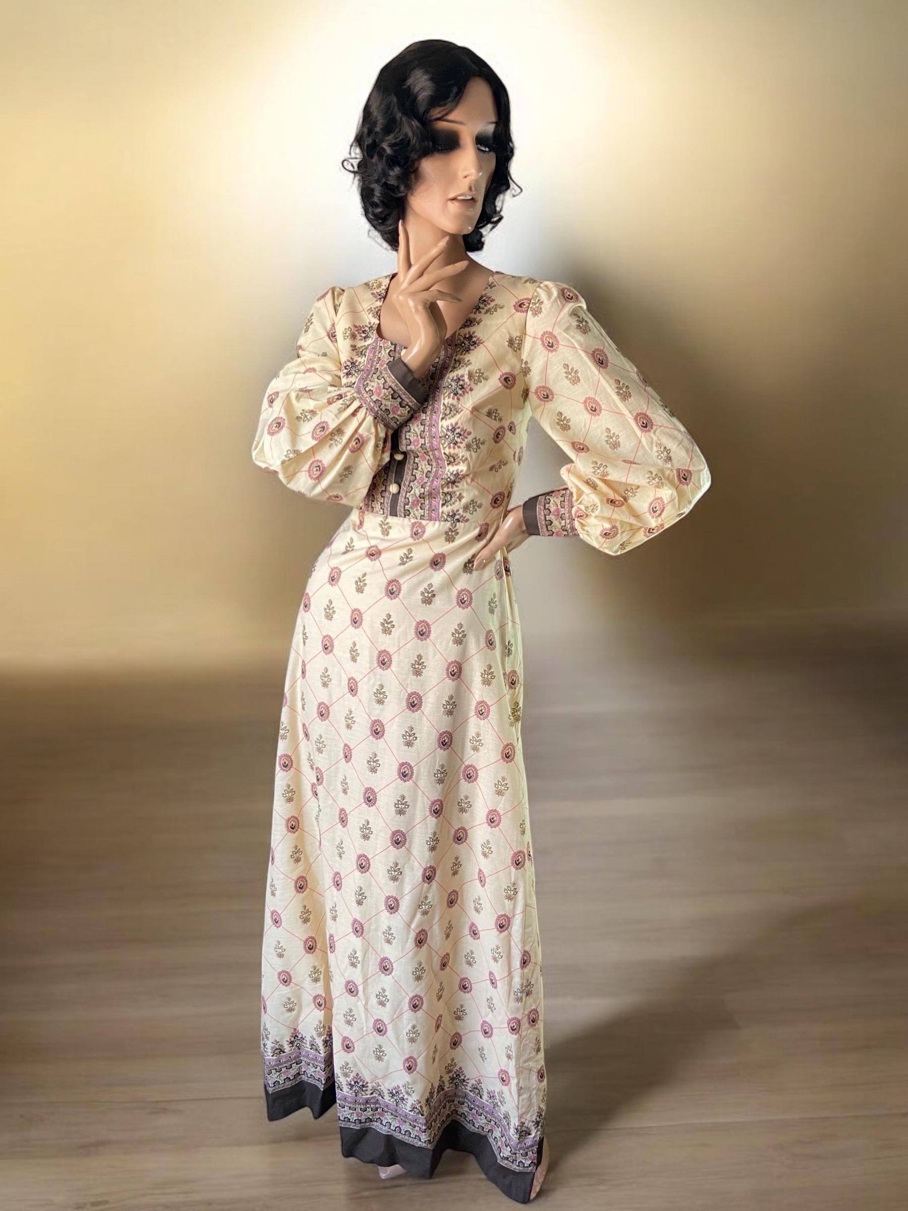 Peterson Maid London Prairie Vintage 70s Maxi Dress Floral 6 8 - Etsy