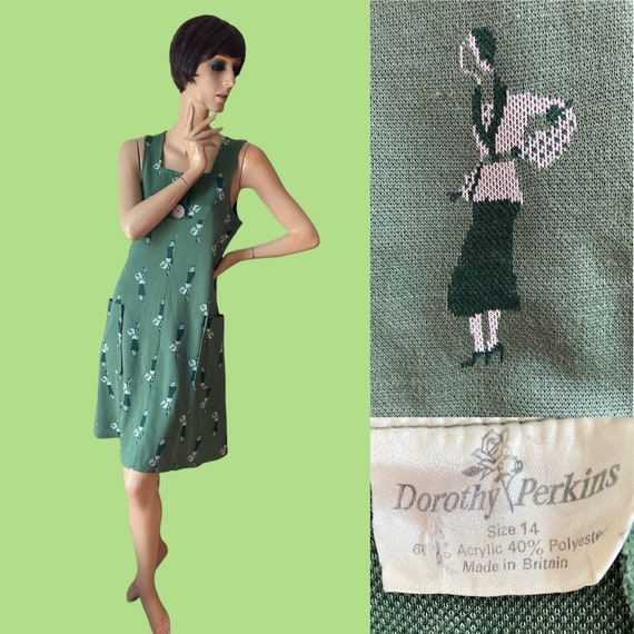 Novelty Print Vintage 70s Dorothy Perkins Pinafore Dress 14 Etsy UK