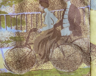 Amazing novelty bike print vintage 70s maxi dress 12 14