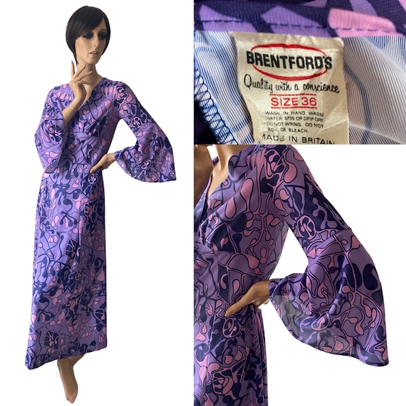 Lovely Purple Psychedelic Print Brentfords Vintage Maxi