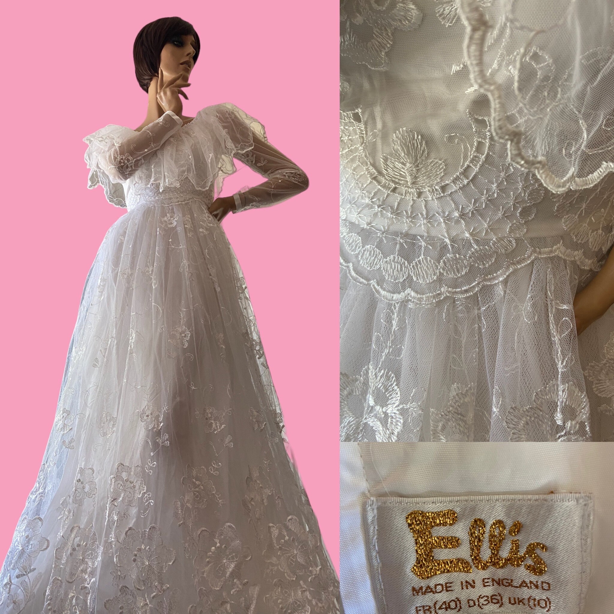 Beautiful Ellis Lace Vintage 80s Wedding Dress UK