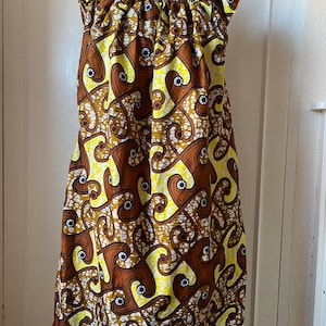 Lovely brown and yellow vintage dress 12 14