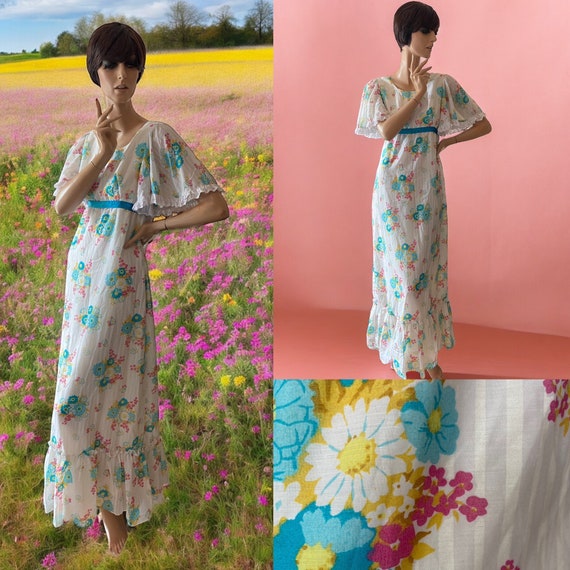 Beautiful floral print vintage 70s maxi dress 10 … - image 1