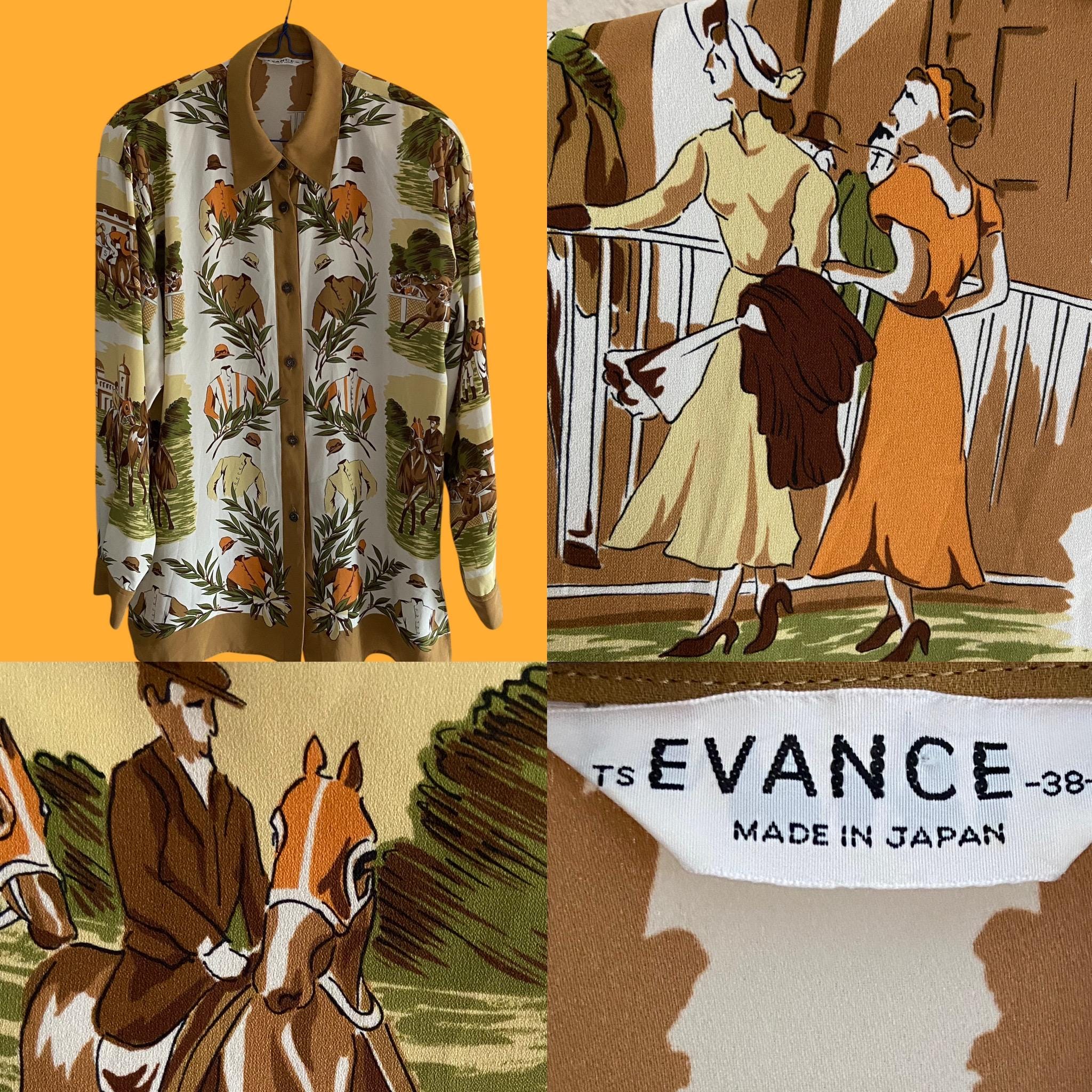 Novelty Print Vintage Horse Racing Shirt Blouse 14 16 - Etsy