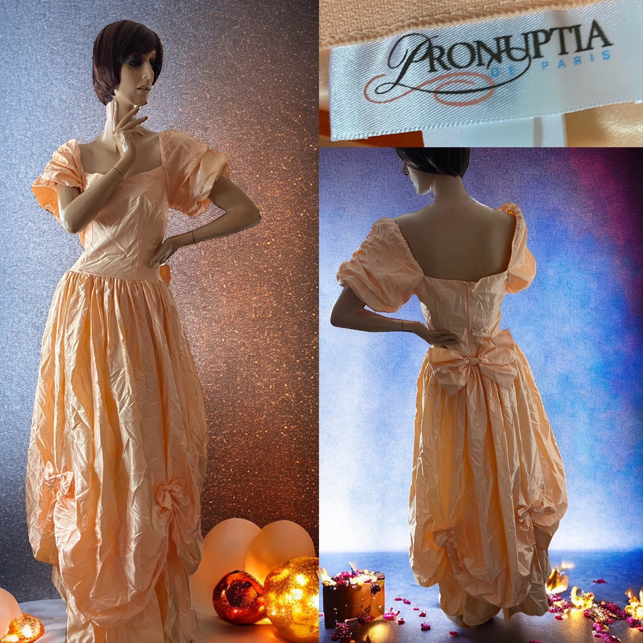 Stunning Pronuptia Peach Vintage Bridesmaid Prom Dress 8 10 12 Etsy UK