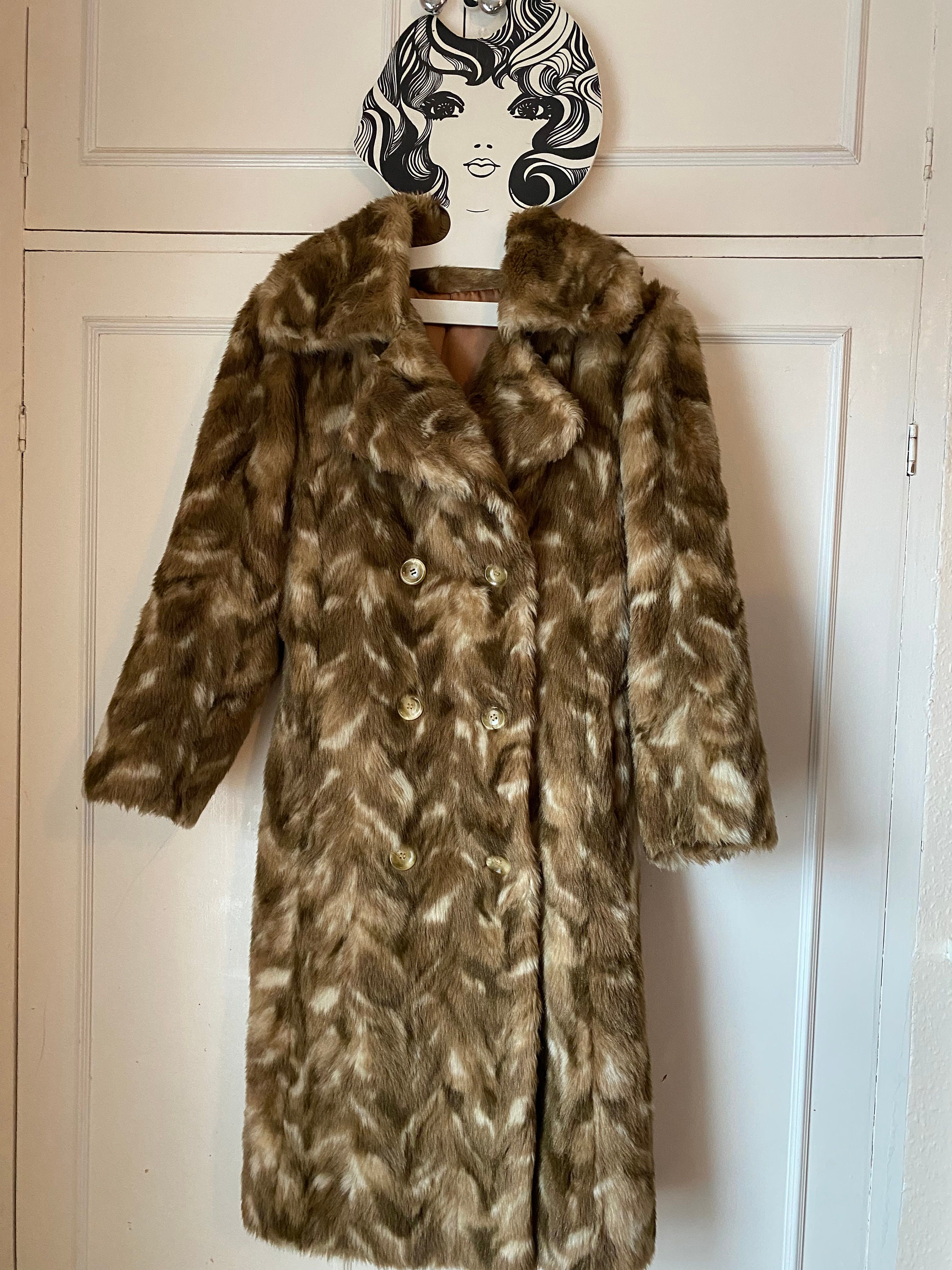 Vintage Astraka Faux Fur Coat: Double Breasted Jacket, Size 12 - Etsy