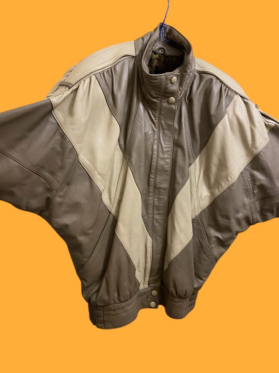 80s Vintage Batwing Faux Leather Jacket 12 14 - Etsy