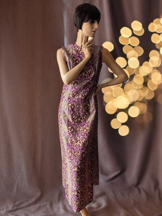 Vintage 70s Maxi Dress: Metallic Gold Purple, Size 12 - Etsy Vintage 70s Maxi Dress: Metallic Gold Purple, Size 12 - Etsy