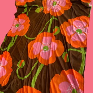 Vintage 70s Poppy Print Kaftan Maxi Dress - Linda Leigh Statement Gown 14 16