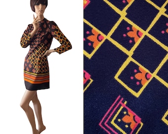 Stunning vintage 70s mini dress geometric print 12 14