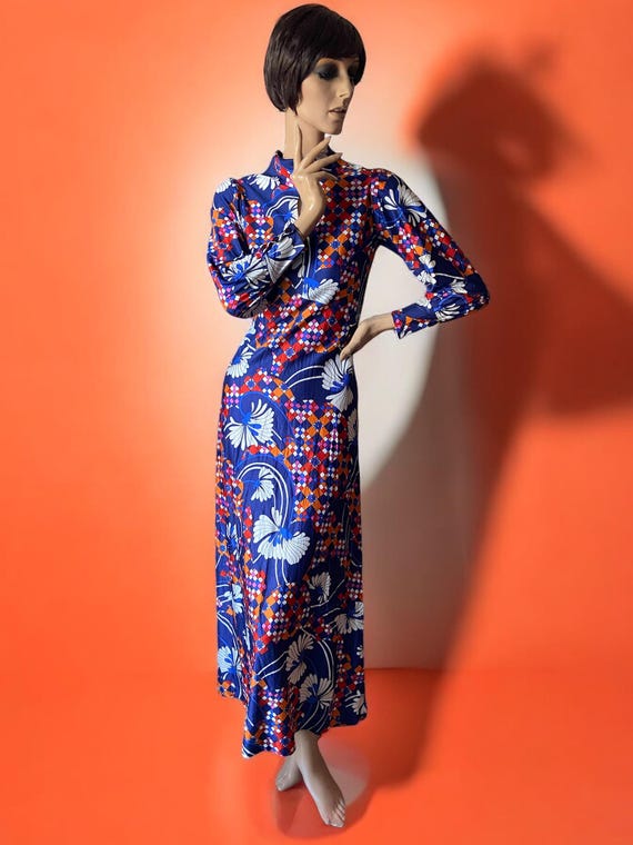 70s print maxi dress Vintage 70s Floral Print Maxi Dress - Sylvan Size 8/10