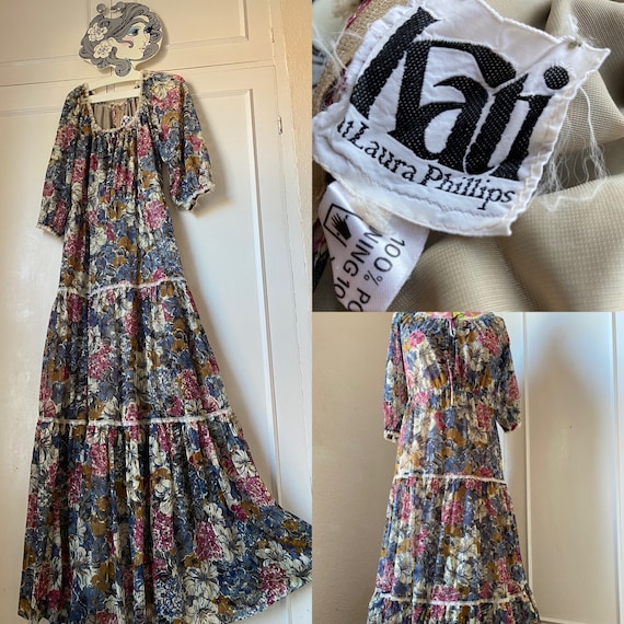 Laura Phillips Vintage 70s Black Maxi Evening Dress