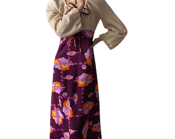 Amazing print vintage 70s maxi dress 12 14