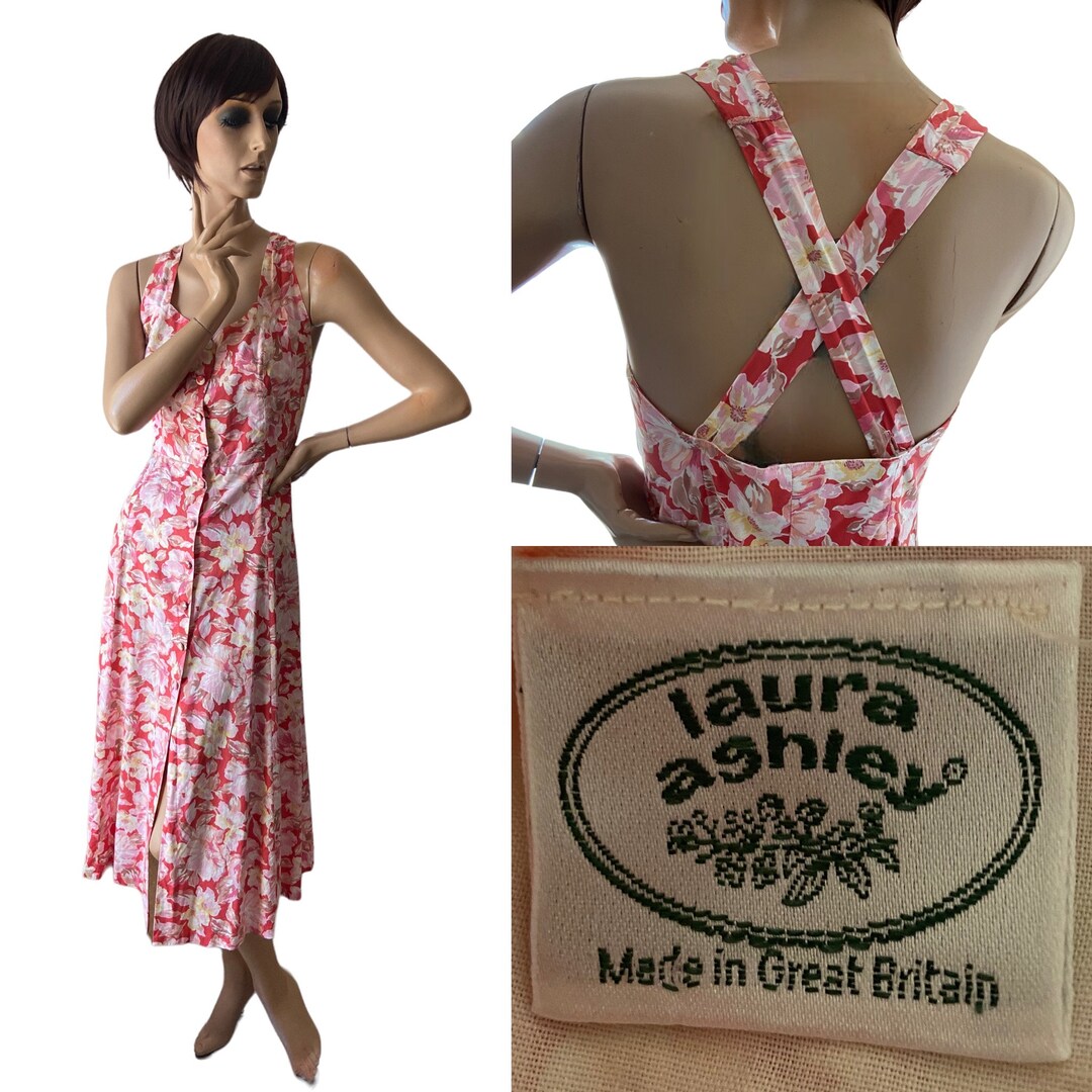 Beautiful Vintage Laura Ashley Floral Print Dress 80s 12 14 Etsy UK