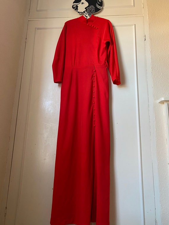 Stunning red lucie linden vintage maxi dress 8 10 - image 4