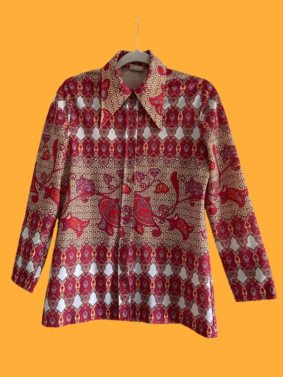 Vintage St Michael 70s dagger collar shirt blouse… - image 3