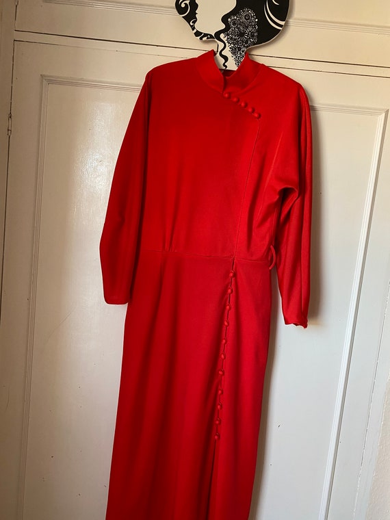 Stunning red lucie linden vintage maxi dress 8 10 - image 2