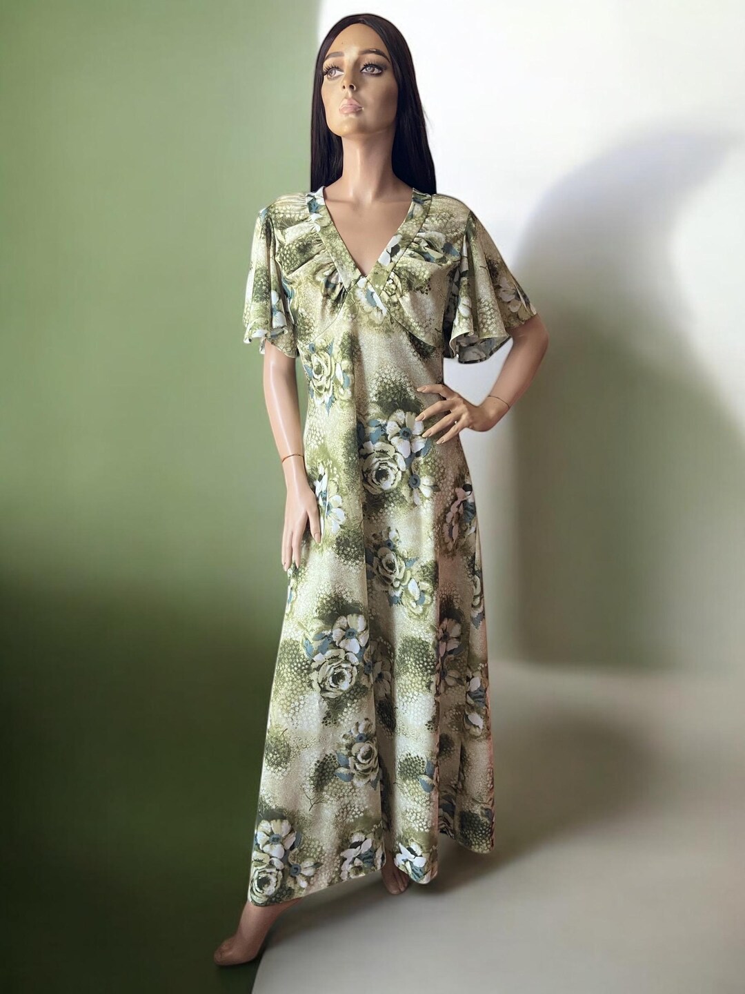 Floral Print Vintage 70s Maxi Dress 14 16 - Etsy