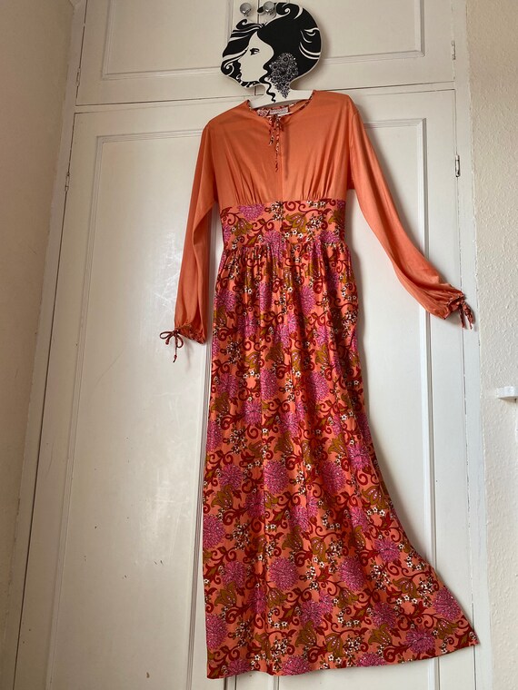 Gorgeous floral print Richard shops 70s maxi dres… - image 9