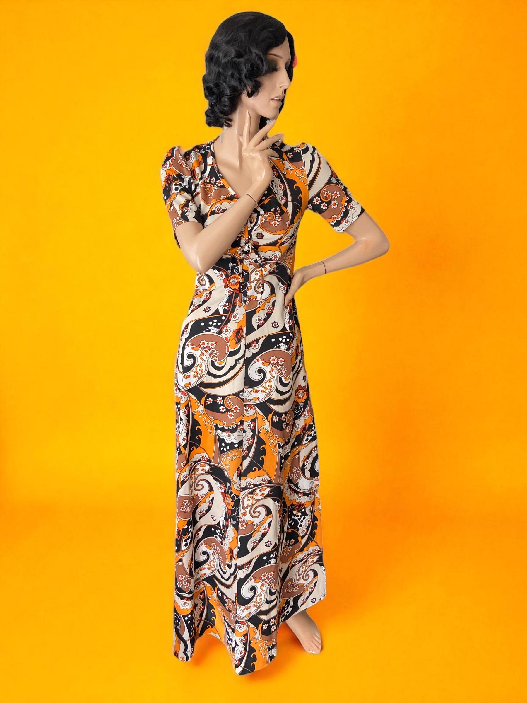 vintage♡70s♡ヴィンテージ♡花柄♡エプロンドレス Floral Print Vintage 70s Maxi Dress Psychedelic 12 14 - Etsy