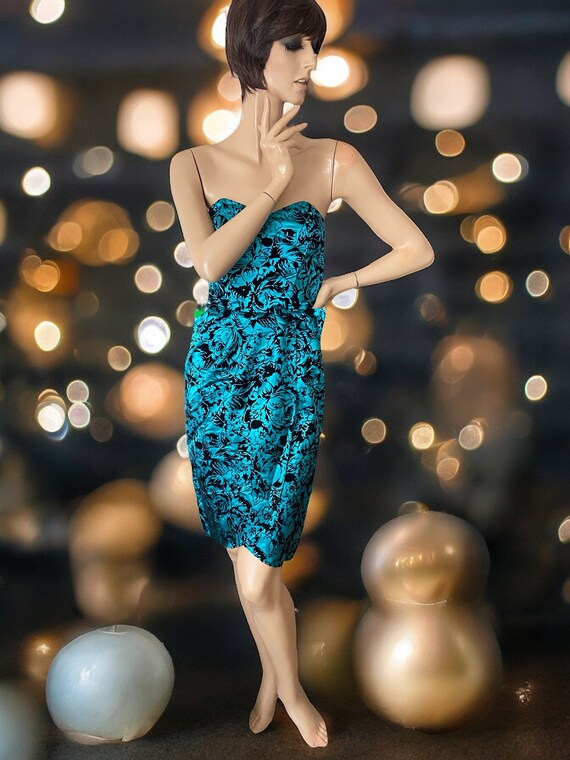 Vintage 80s Metallic Blue Floral Dorothy Perkins Prom Evening Strapless  Dress 8 10 - Etsy Canada