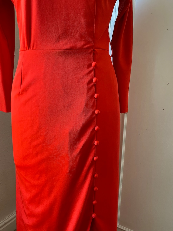 Stunning red lucie linden vintage maxi dress 8 10 - image 6
