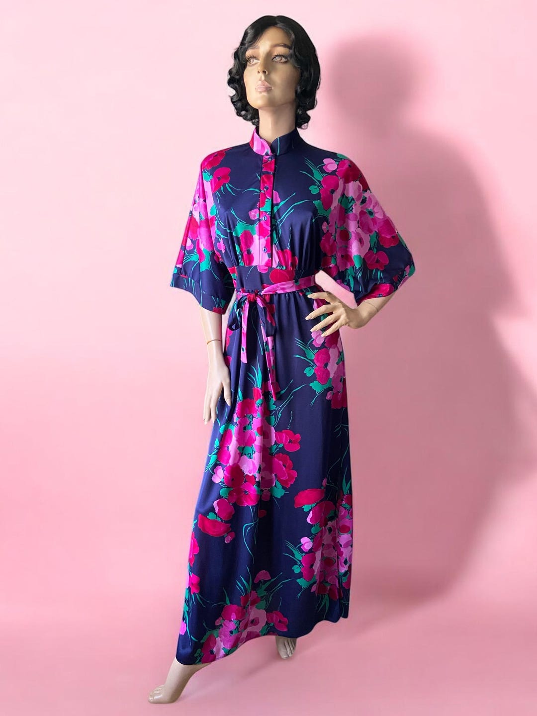 Floral Print Vintage 70s Maxi Dress 12 14 - Etsy