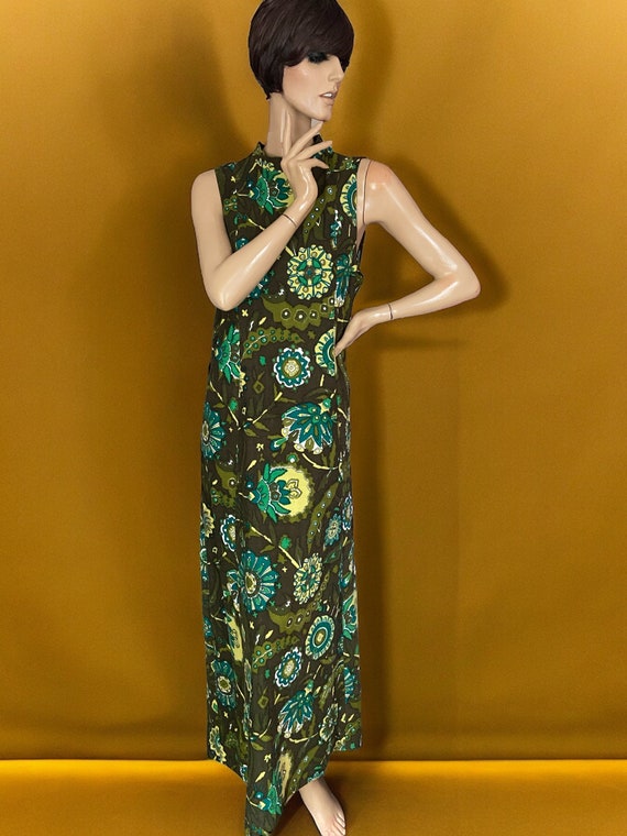 retro maxi dresses Women's Retro Plaid Sleeveless A-Line Maxi Dress Fitted Waist Pleated Sundress Green / XL