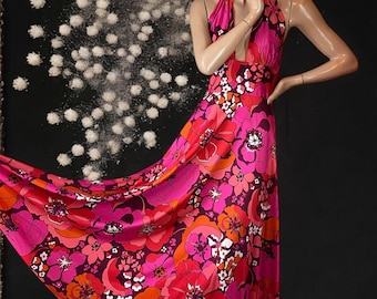 Mademoiselle vintage plunge 70s maxi dress floral print (vintage 12)