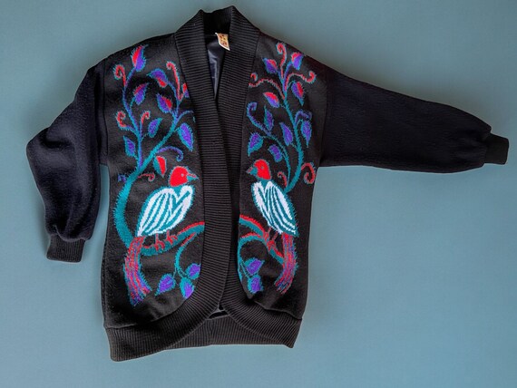 80s Ecuador Flower Knit cardigan 花 ビンテージ 80s Ecuador