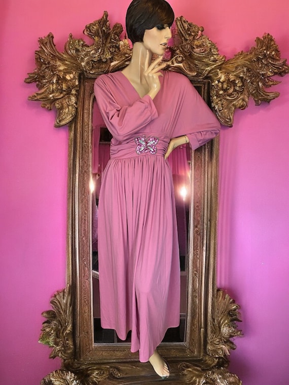 slim fit dress slacks Charlotte Rose Gold Sequin Maxi Dress with Cape Detail – Frock and Frill main image 0