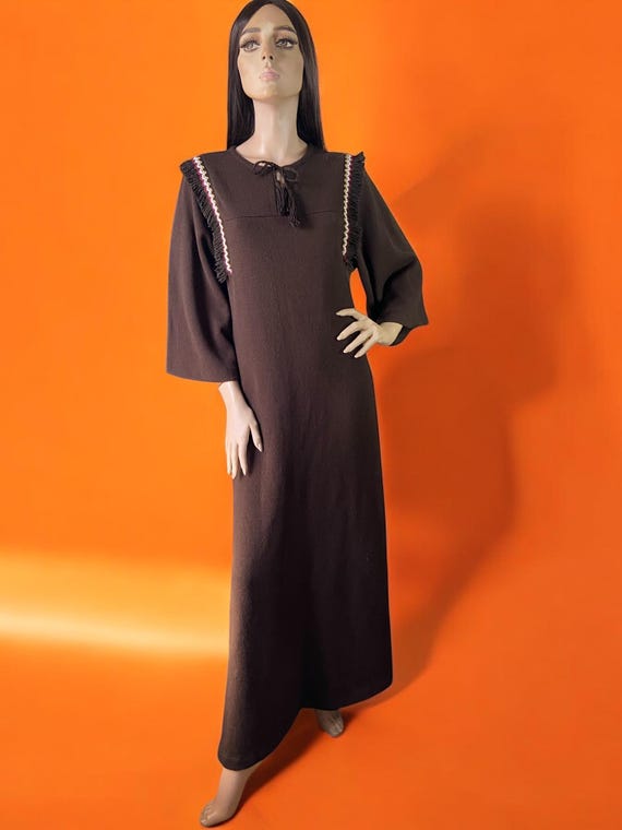 Unusual St Michael Vintage 70s Knitted Maxi Dress Brown 14 16 - Etsy