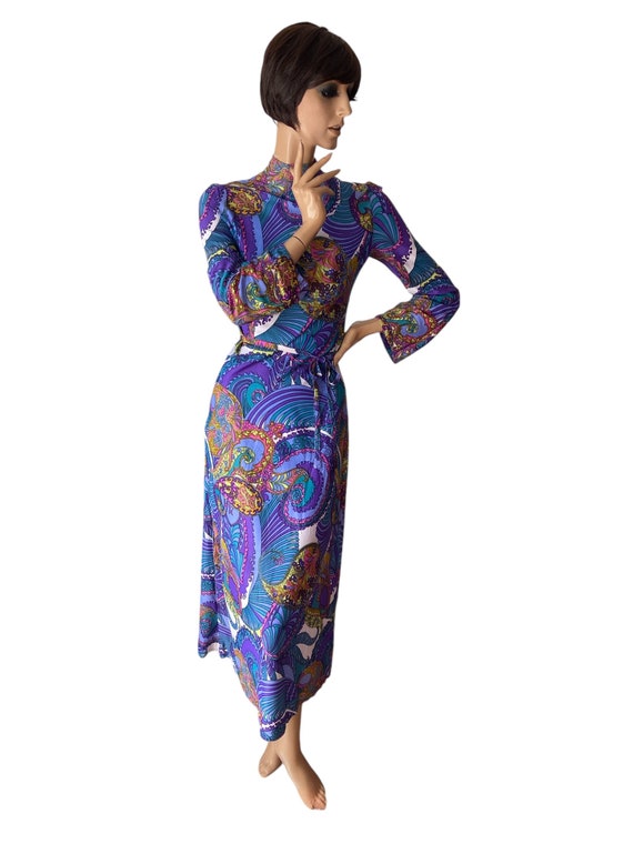 ドレス Original paisley pattern dress Paisley Print Vintage 70s Maxi Dress 10 12 - Etsy