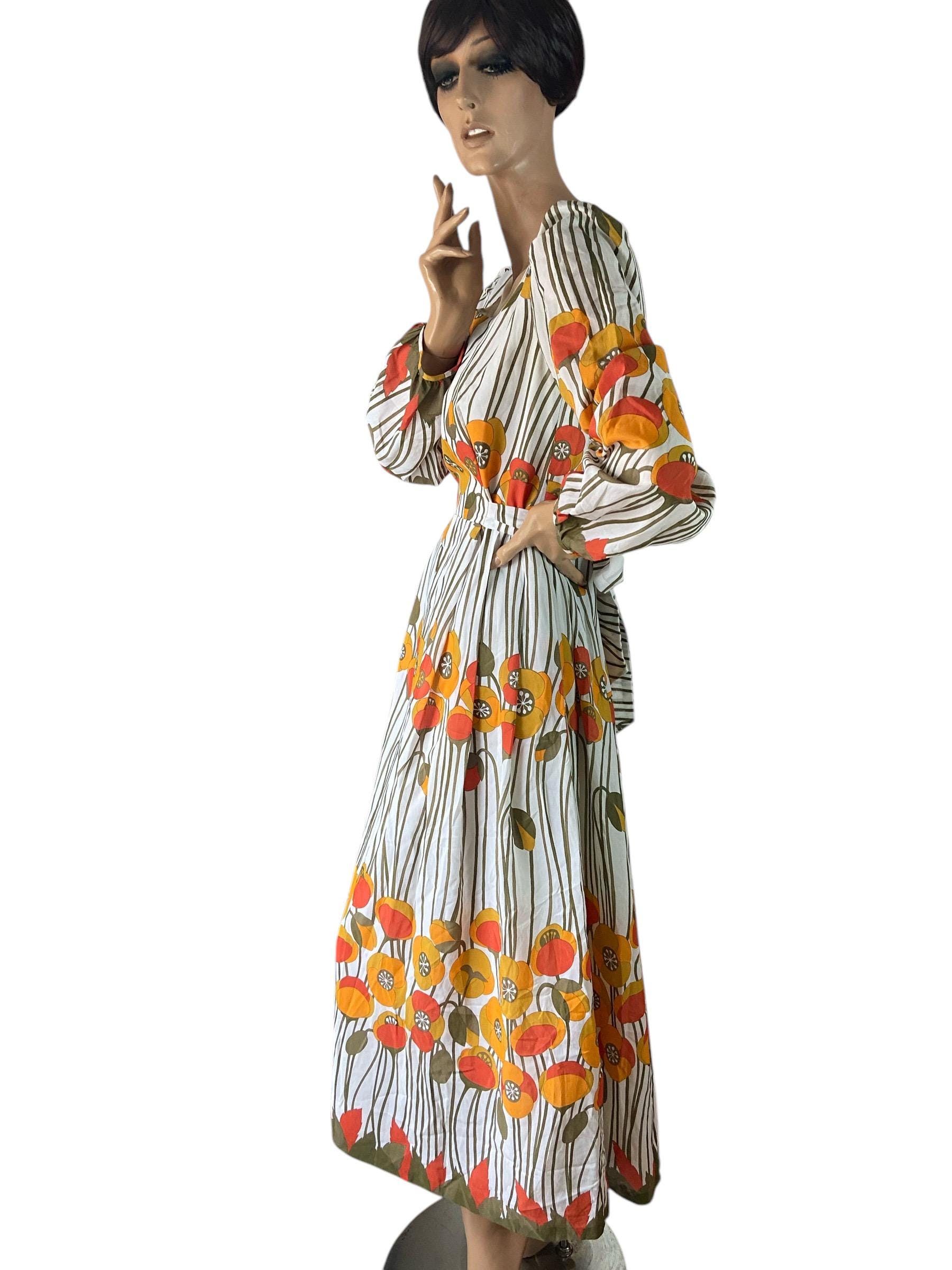 cotton twisting poppy print maxi dress Poppy Print Vintage 70s Maxi Dress Marie Howitt 12 14