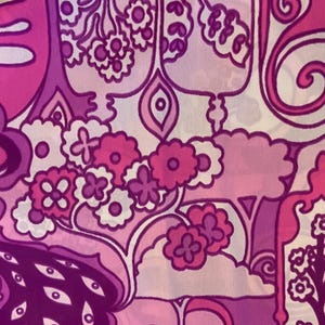 psychedelic heart eye floral print  vintage 70s maxi dress nightie 12 14