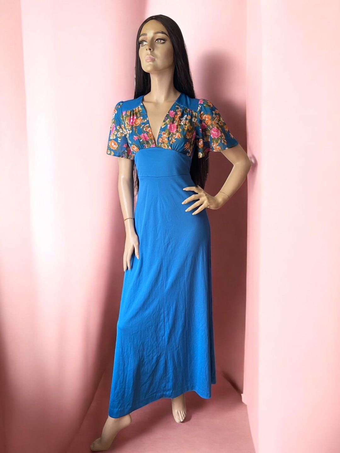 Cherry Lane Vintage 70s Floral Print Maxi Dress Melbourne 10 12 - Etsy
