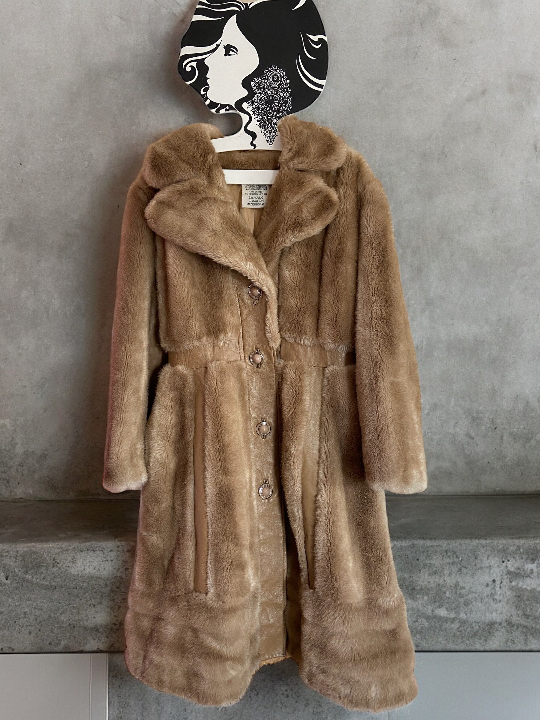 Vintage Tissavel Faux Fur & Leather Panelled Coat 10 12 - Etsy