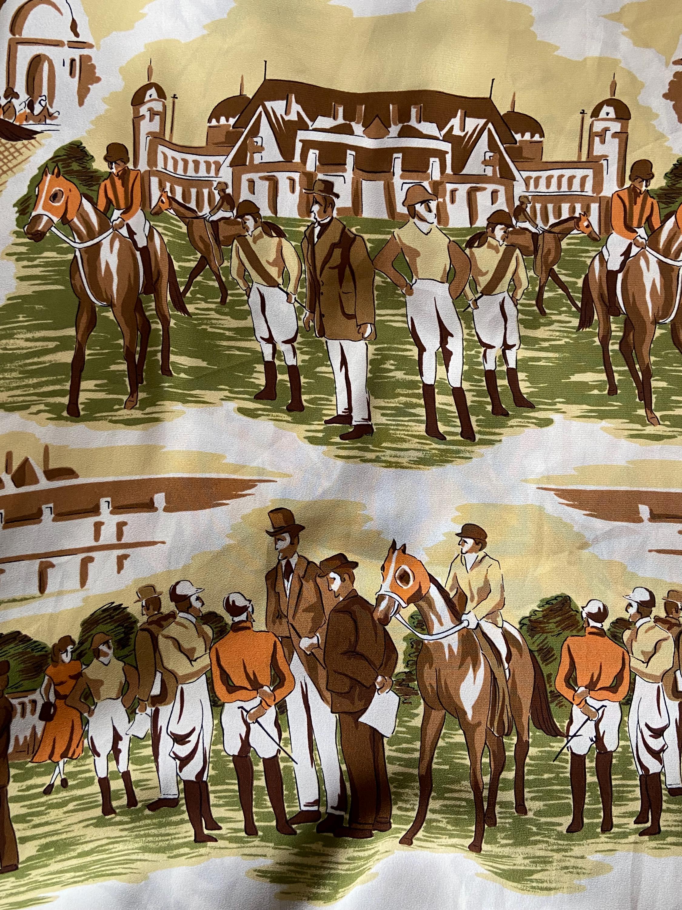 Novelty Print Vintage Horse Racing Shirt Blouse 14 16 - Etsy