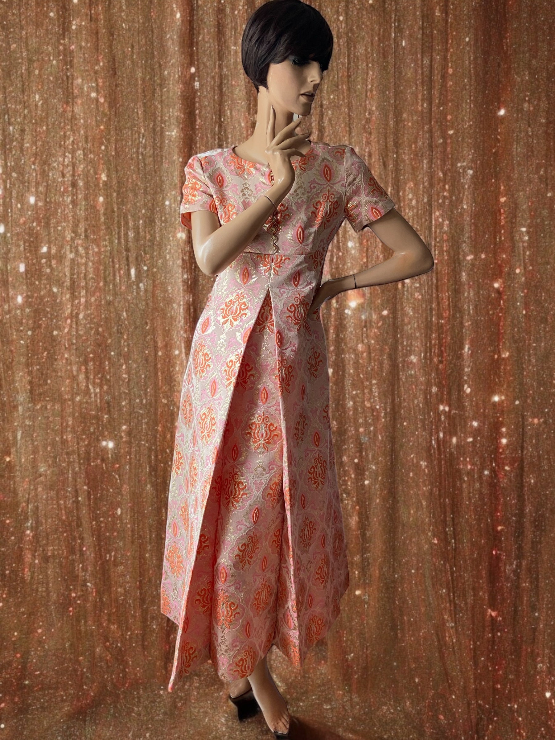 訳あってお買い得！30～80％OFF Sybil by Peck Polly Zelker Brocade Metallic 70s 60s Vintage スーツ・フォーマル・ドレス