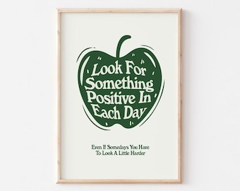 GR01/ Each Day, Green Color, Retro Quote Wall Print, Positive Quote, Wall Art, Wall Decor, Retro Poster, Trendy Wall Prints