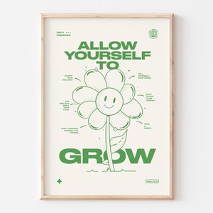 BL04/ Erlauben Sie sich, grüne Farbe, Retro Zitat Wanddruck, positives Zitat, Digitaldruck, Wandkunst, Wanddekor, Retro Poster, Trendige Drucke