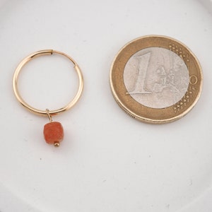 Sunstone Gemstone Hoop Earrings 14k Gold Filled Dainty 17 mm Gold Hoops No. 32 image 6