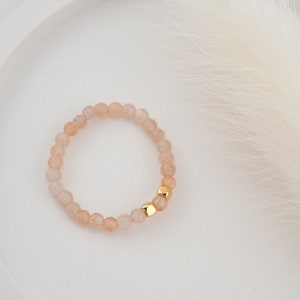 Filigree Sunstone Beaded Ring Minimalist Gemstone Stacking Ring No. 24 image 1