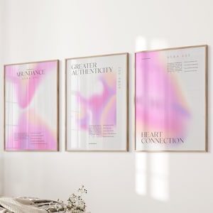 Aura Poster Set of 3, Aura Poster Prints, y2k Aura Gradient Wall Prints Trendy, Positive Aura Affirmation Poster, Home Wall Aura Decor