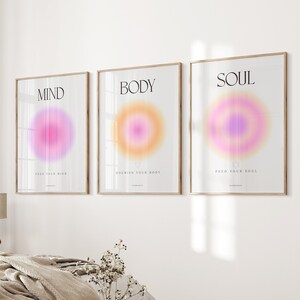 Aura Poster Prints, Aura Gradient Wall Prints Trendy, Aura Mind Body Soul Poster Set, Positive Aura Affirmation Poster, Digital Download